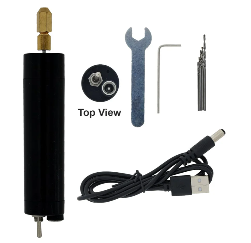 USB Powered Mini Drill Machine With 4 Bits, L-Key & Fitting Tool